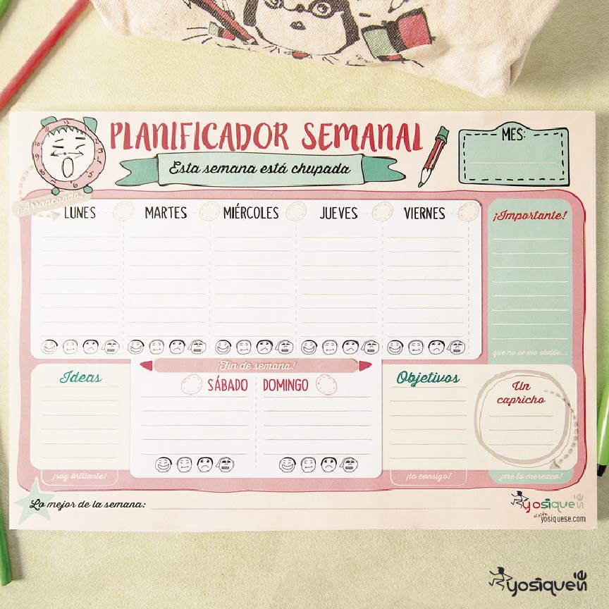organizador semanal, yosíquesé