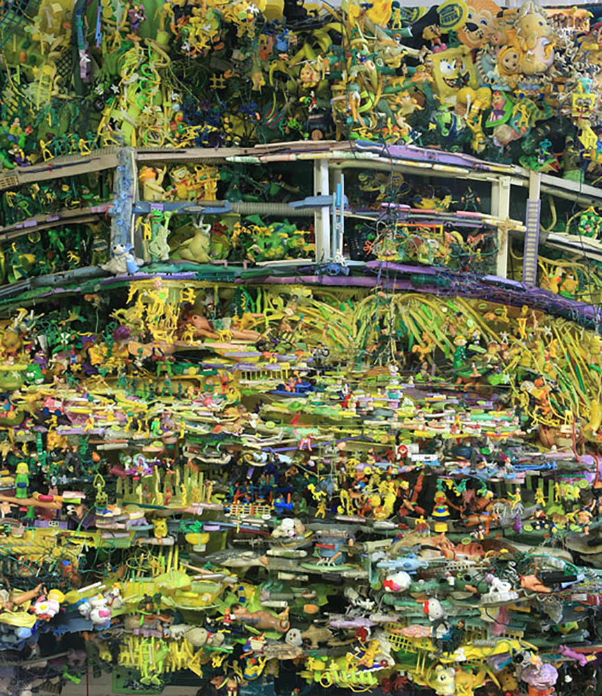 paisajes hechos con basura, obras de arte recicladas, yosíquesé